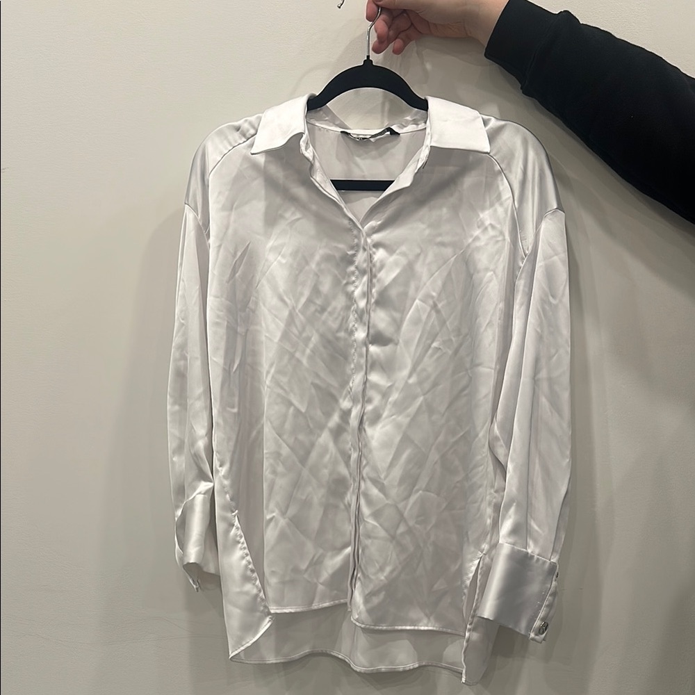 Silk White Button-Up Blouse